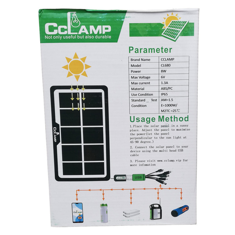 پنل خورشیدی cclamp مدل CL-۶۶680 ظرفیت 8 وات اصلی max unted - زوما شاپ