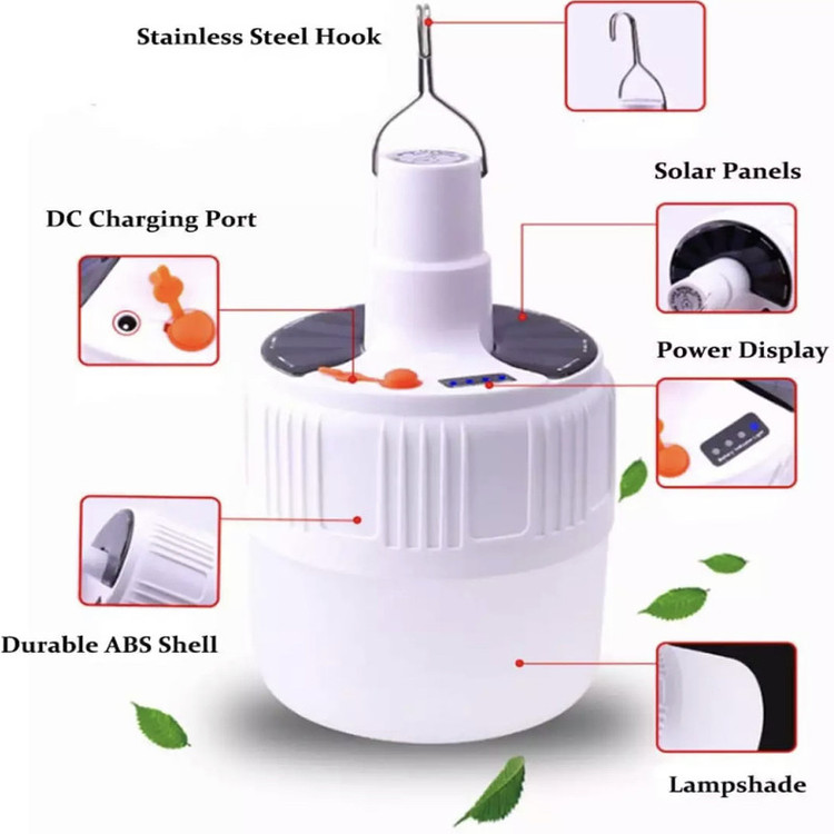 چراغ اضطراری پنل خورشیدی دار مدل شارژی کد led-budslb-250000 کلید زرد دکمه بالا( - زوما شاپ