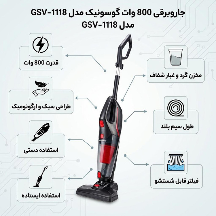 جاروبرقی 800 وات gosonic مدل GPSV-119318 proوارداتی اصلی