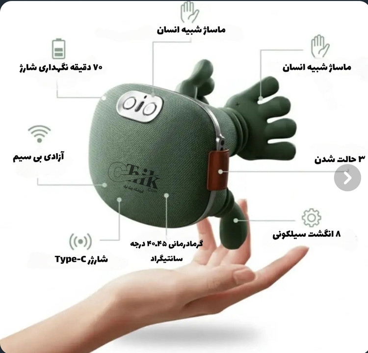 ماساژور حرارتی گردن و کمر بیسیم Elosnoc طراحی شبیه دست انسان