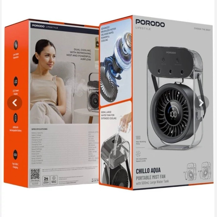 کولر گازی و پنکه مه پاش رومیزی پرودو مدل اورجینال2026 Chillo Aqua
