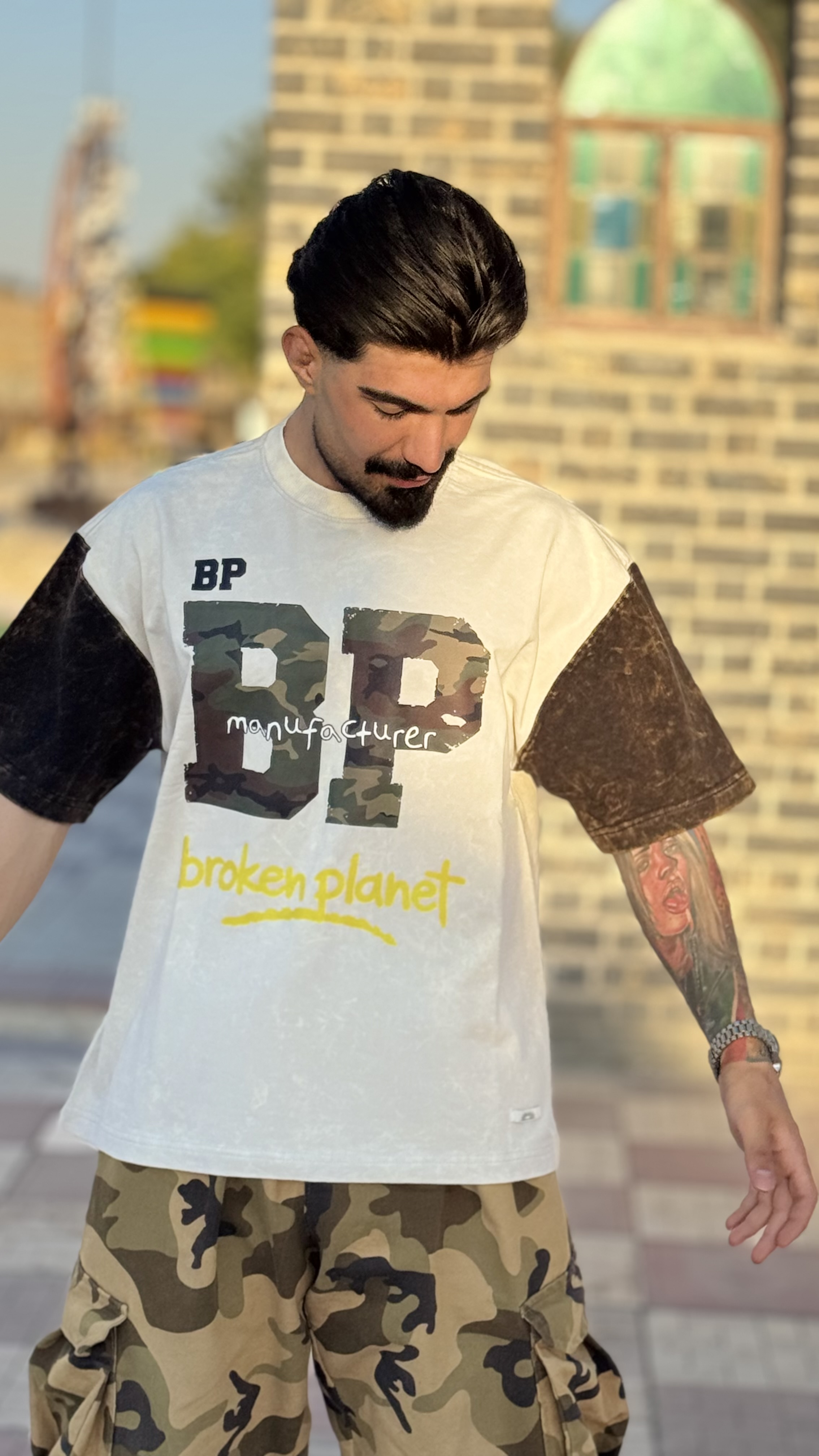 تیشرت مردانه وارداتی bpاورجینال دو نخ پنبه قواره باکسی